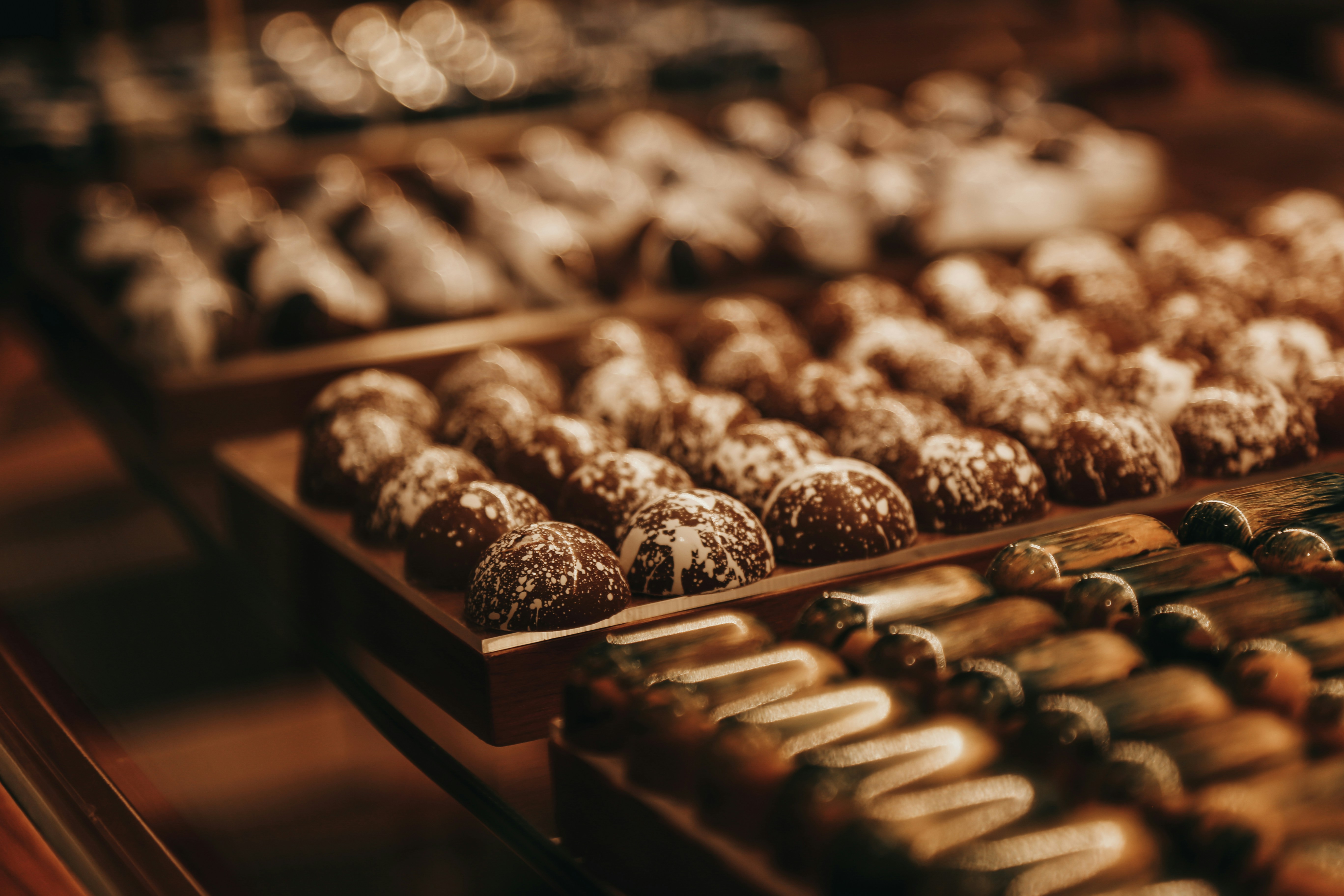 Artfully presented chocolate selection by Viviers Chocolatiers