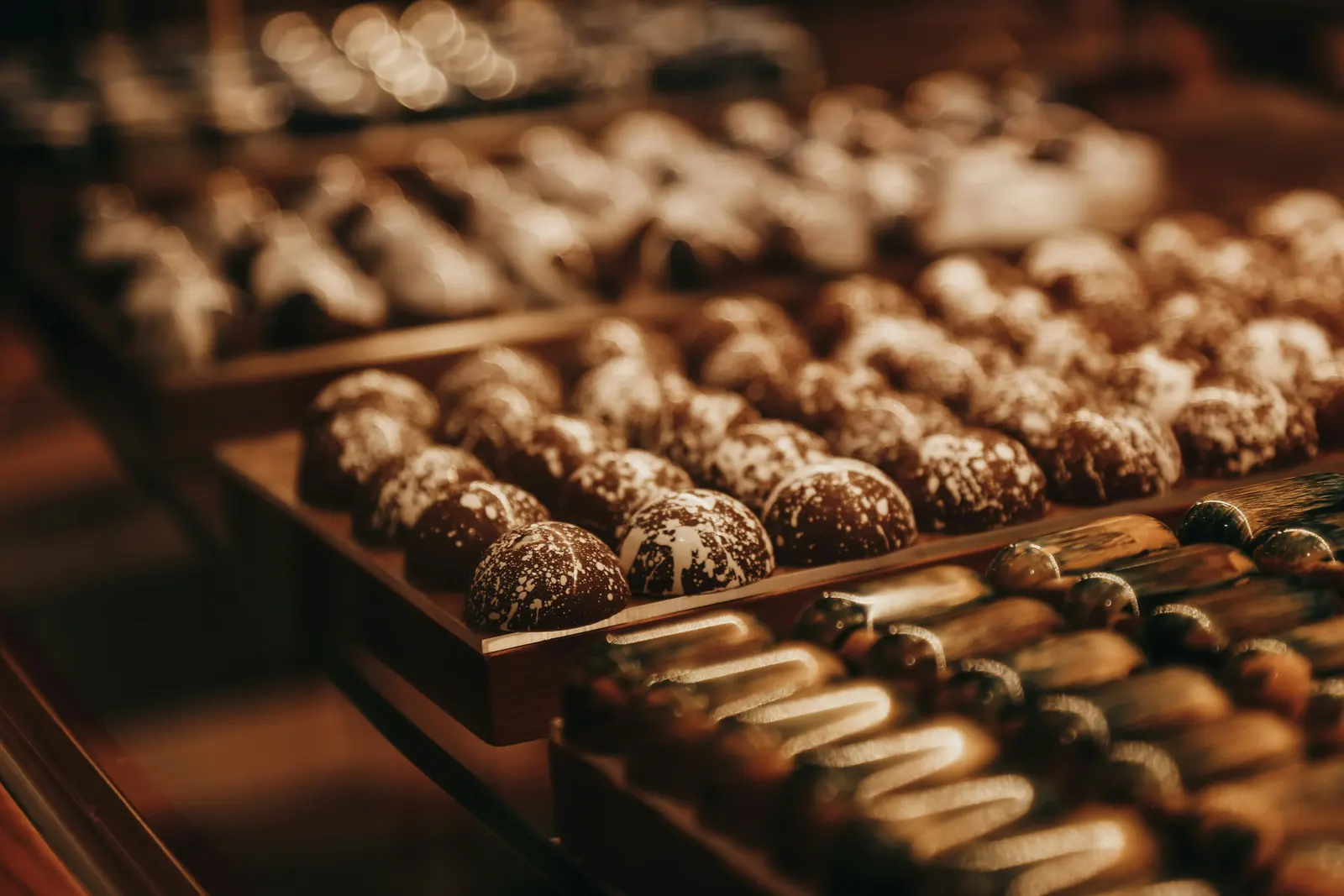 Artfully presented chocolate selection by Viviers Chocolatiers