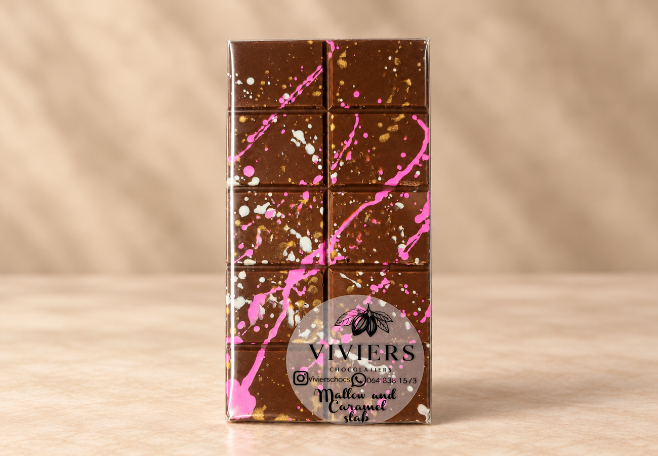 Caramel and Mallow Slab handcrafted chocolate by Viviers Chocolatiers