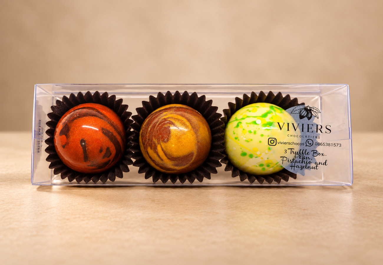 3Pc Nutty Box handcrafted chocolate by Viviers Chocolatiers
