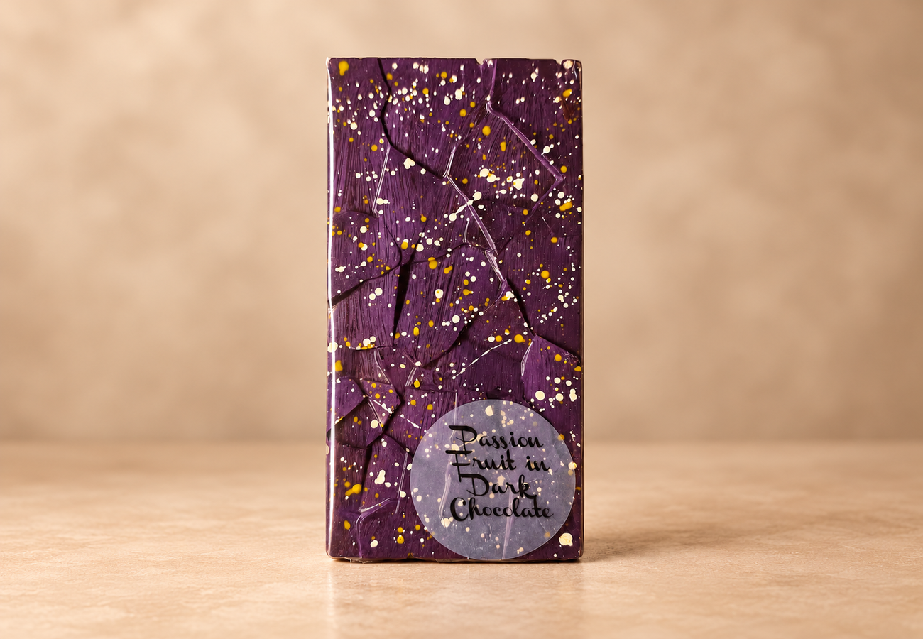 Passion Fruit Dark Chocolate handcrafted chocolate by Viviers Chocolatiers